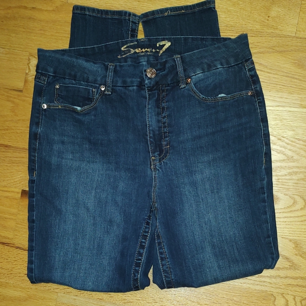 Seven7 Women's Deep Indigo Straight Leg Jeans